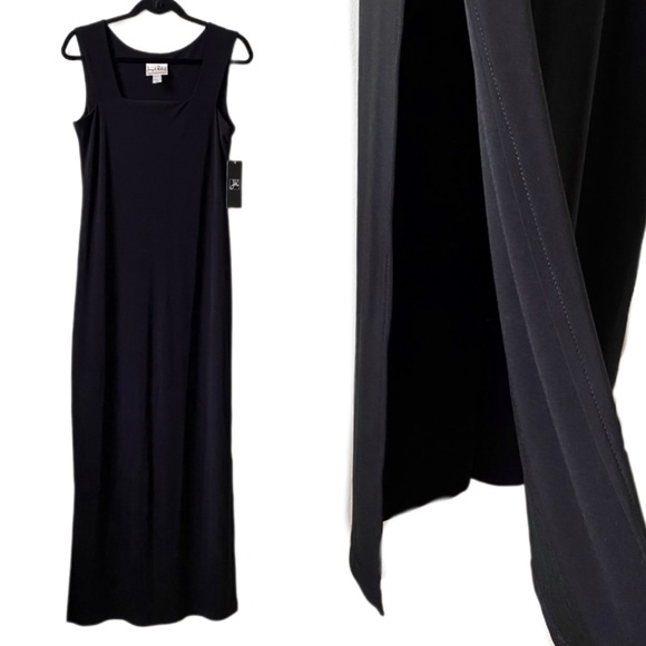 NEW JOSEPH RIBKOFF Elegant Long Slit Sleeveless Black Cocktail Maxi Dress - Picture 1 of 6